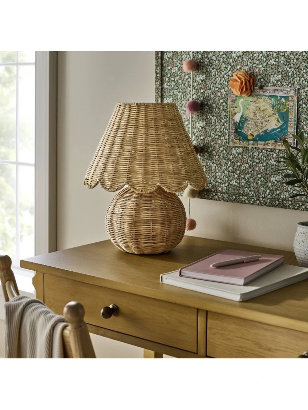 Studio McGee Woven Rattan Table Lamp in Natural